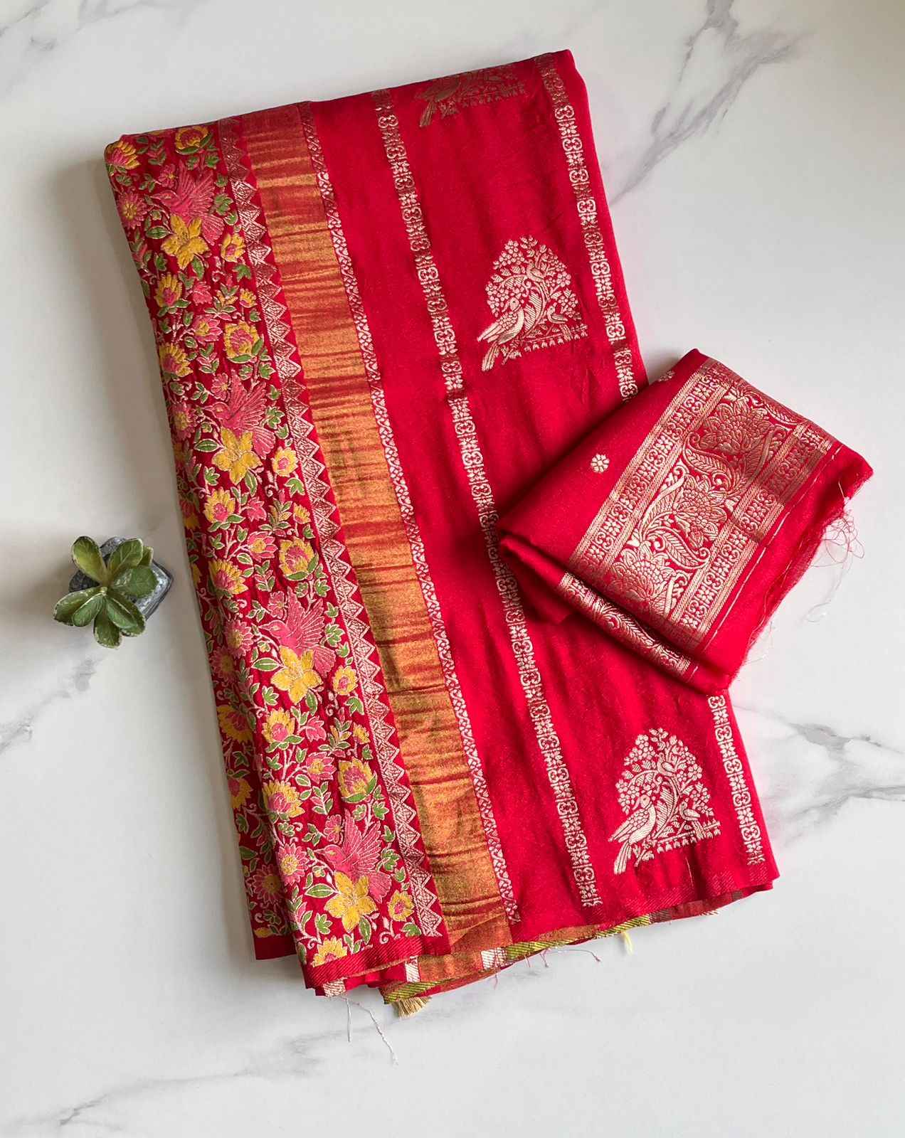 RICH CREPE KHADI TISSUE PAITHANI SILK FLORAL ZARI WOVEN SAREE