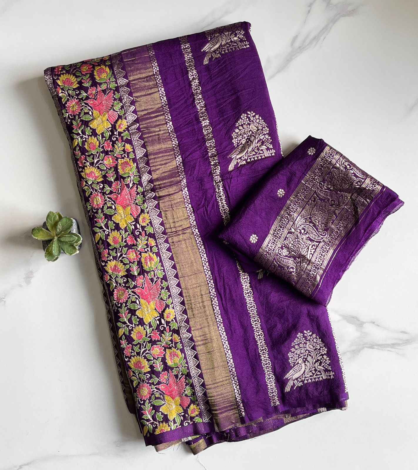 RICH CREPE KHADI TISSUE PAITHANI SILK FLORAL ZARI WOVEN SAREE