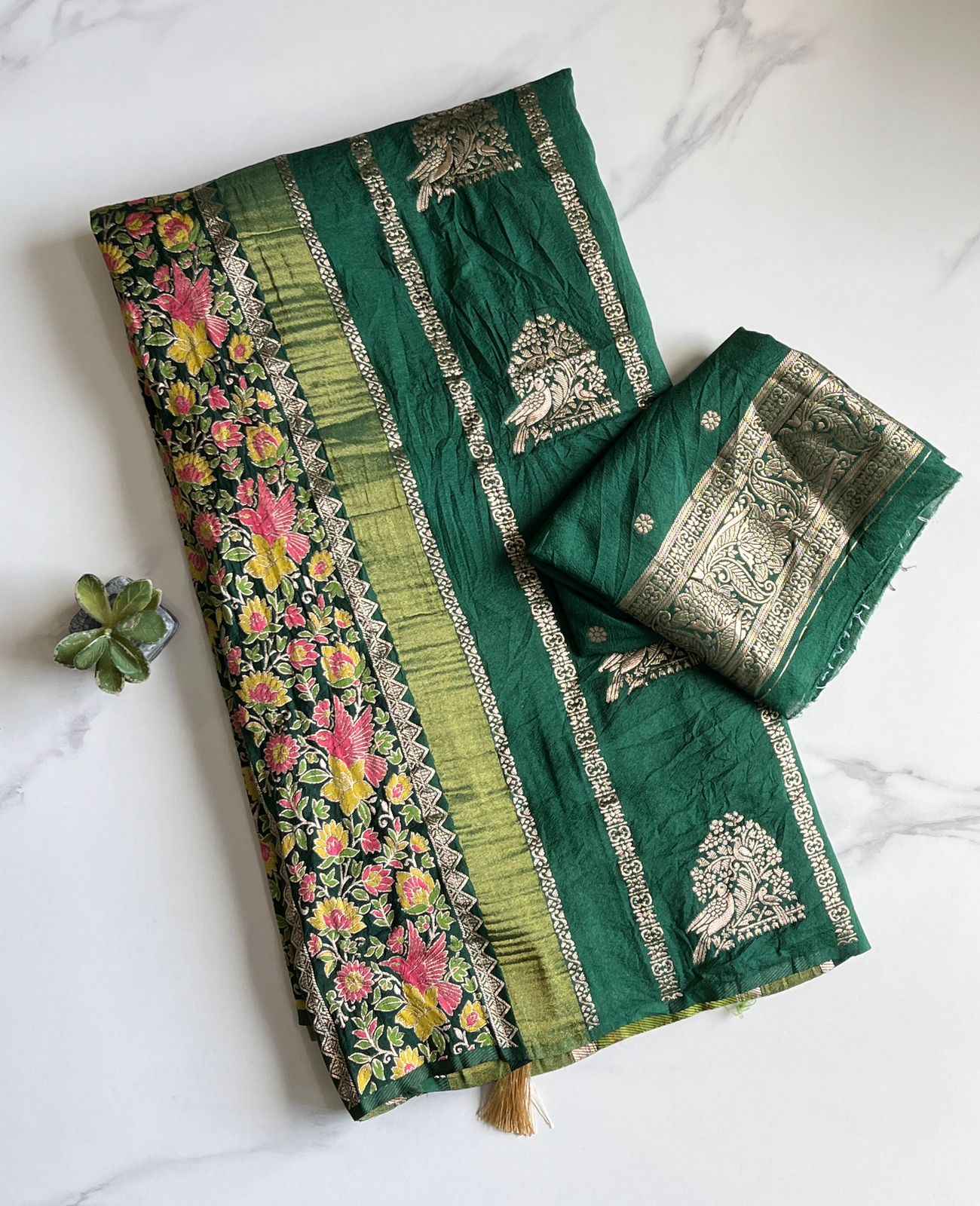 RICH CREPE KHADI TISSUE PAITHANI SILK FLORAL ZARI WOVEN SAREE