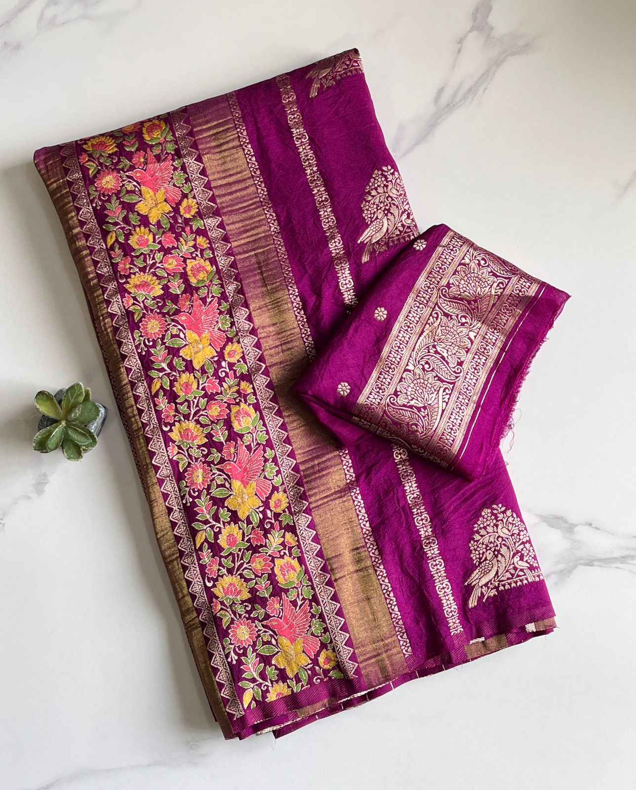 RICH CREPE KHADI TISSUE PAITHANI SILK FLORAL ZARI WOVEN SAREE
