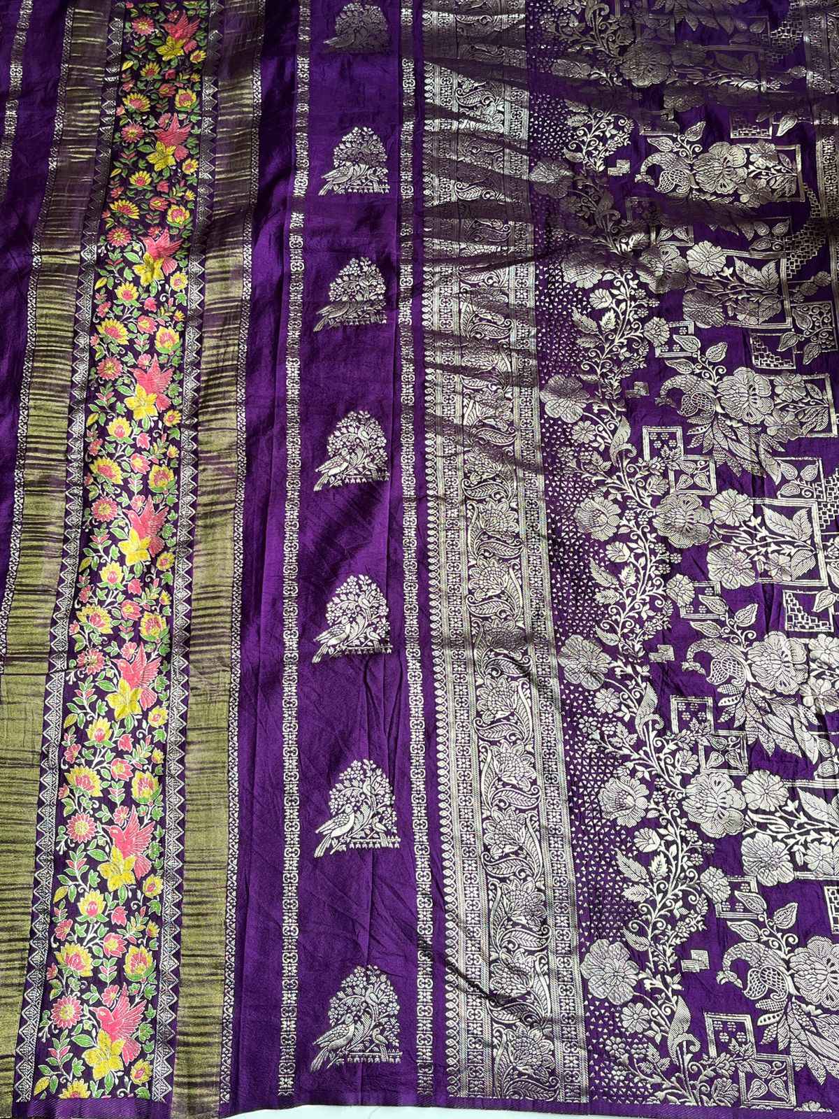 RICH CREPE KHADI TISSUE PAITHANI SILK FLORAL ZARI WOVEN SAREE