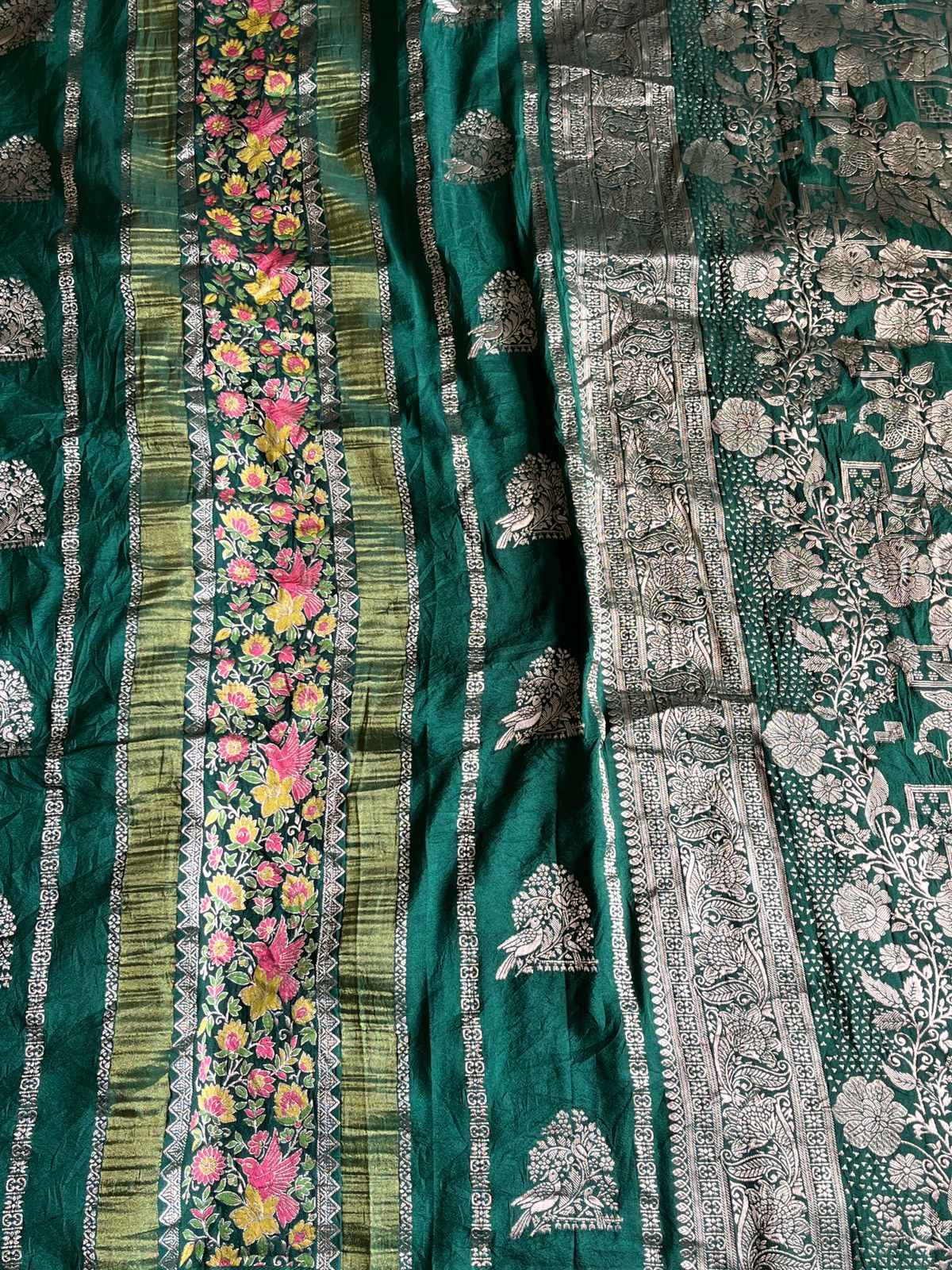 RICH CREPE KHADI TISSUE PAITHANI SILK FLORAL ZARI WOVEN SAREE