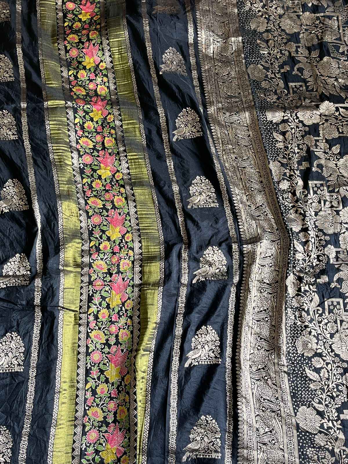 RICH CREPE KHADI TISSUE PAITHANI SILK FLORAL ZARI WOVEN SAREE