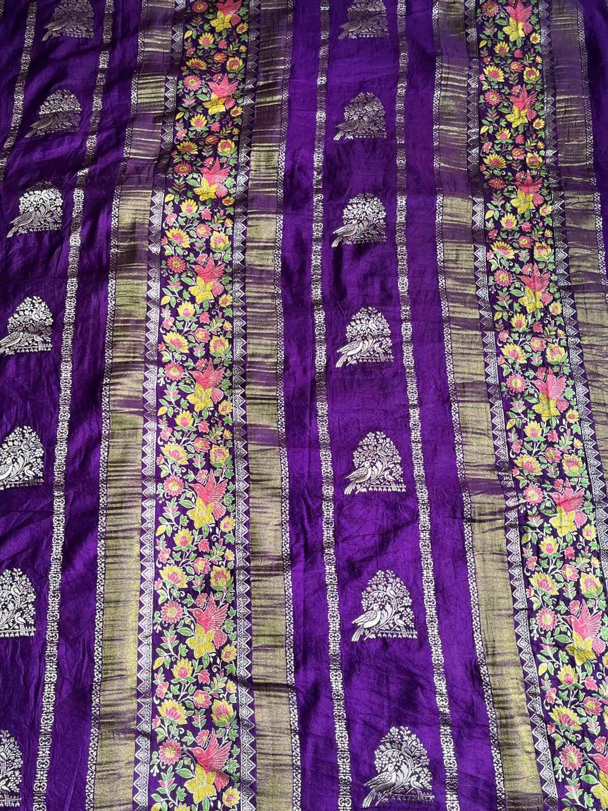 RICH CREPE KHADI TISSUE PAITHANI SILK FLORAL ZARI WOVEN SAREE
