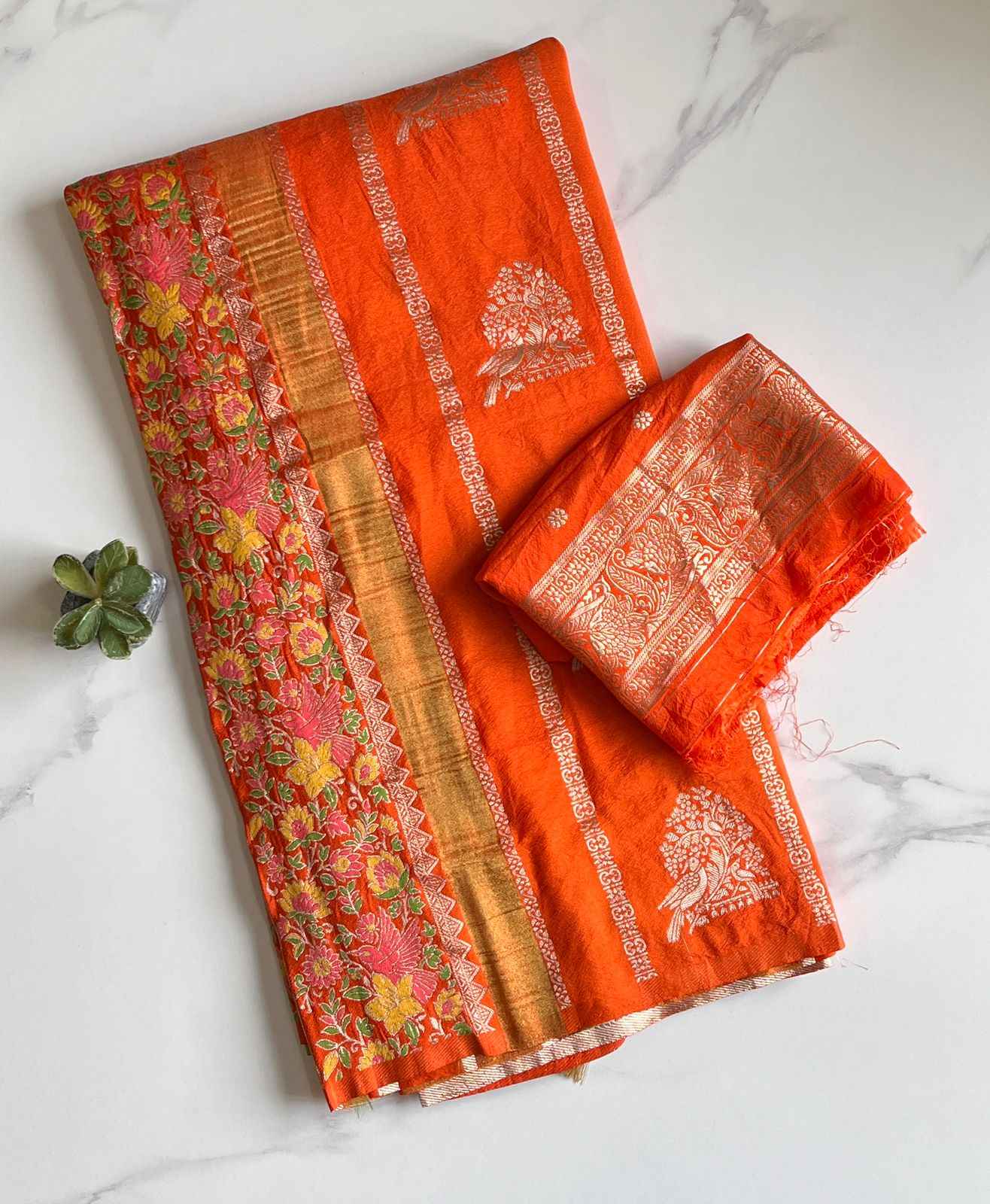 RICH CREPE KHADI TISSUE PAITHANI SILK FLORAL ZARI WOVEN SAREE