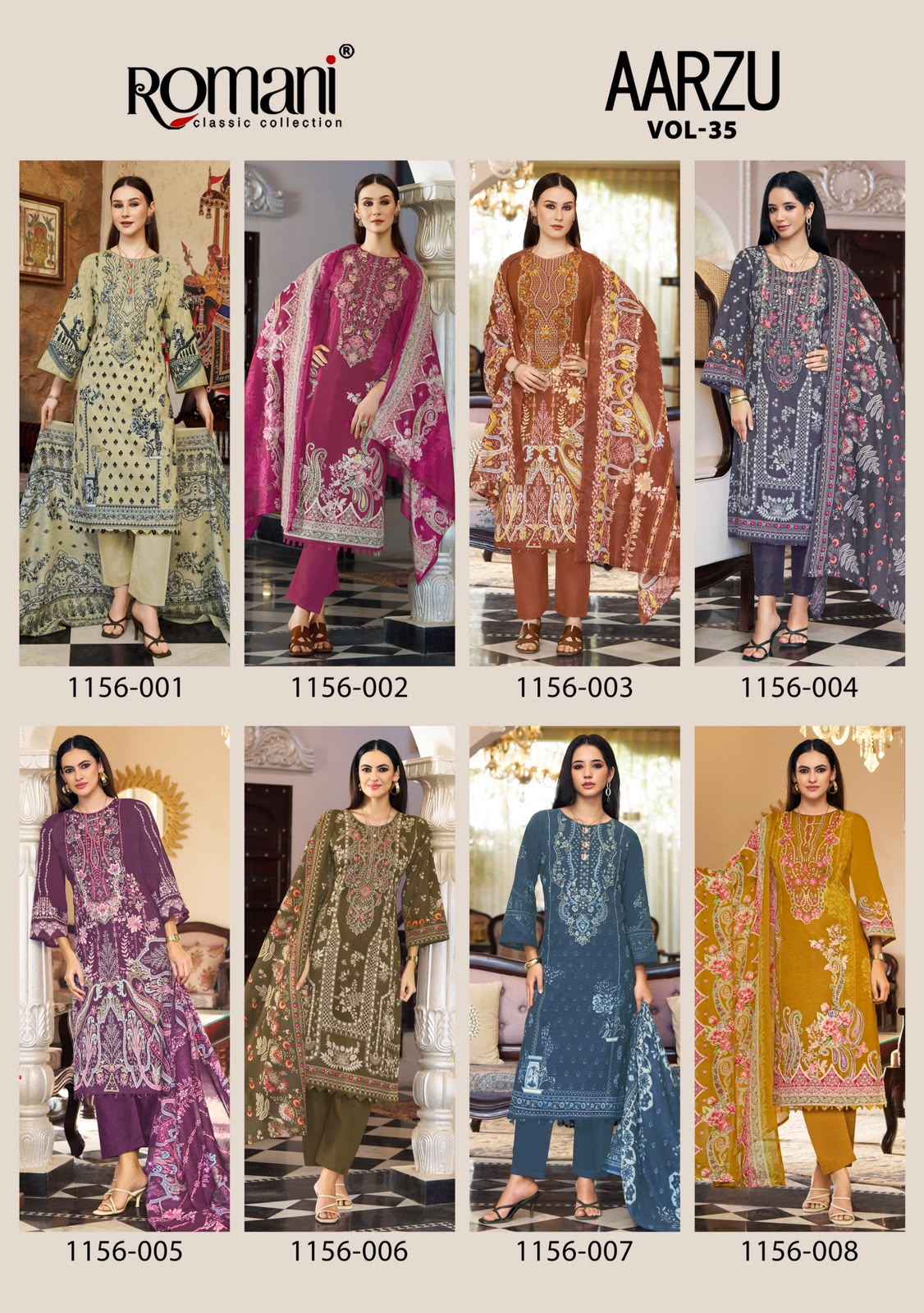 ROMANI AARZU VOL-35 SOFT COTTON DIGITAL PRINTED EMBROIDERY DRESS MATERIAL 