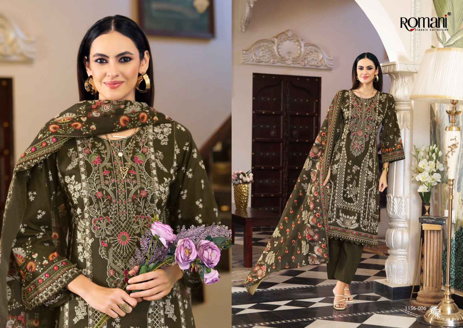 ROMANI AARZU VOL-35 SOFT COTTON DIGITAL PRINTED EMBROIDERY DRESS MATERIAL 