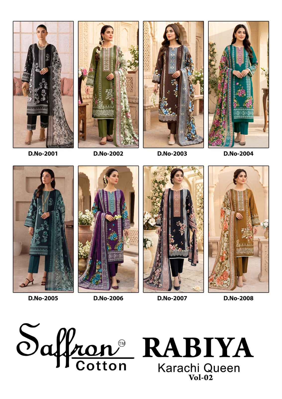 SAFFRON RABIYA KARACHI QUEEN VOL-2 COTTON PRINTED DRESS MATERIAL 