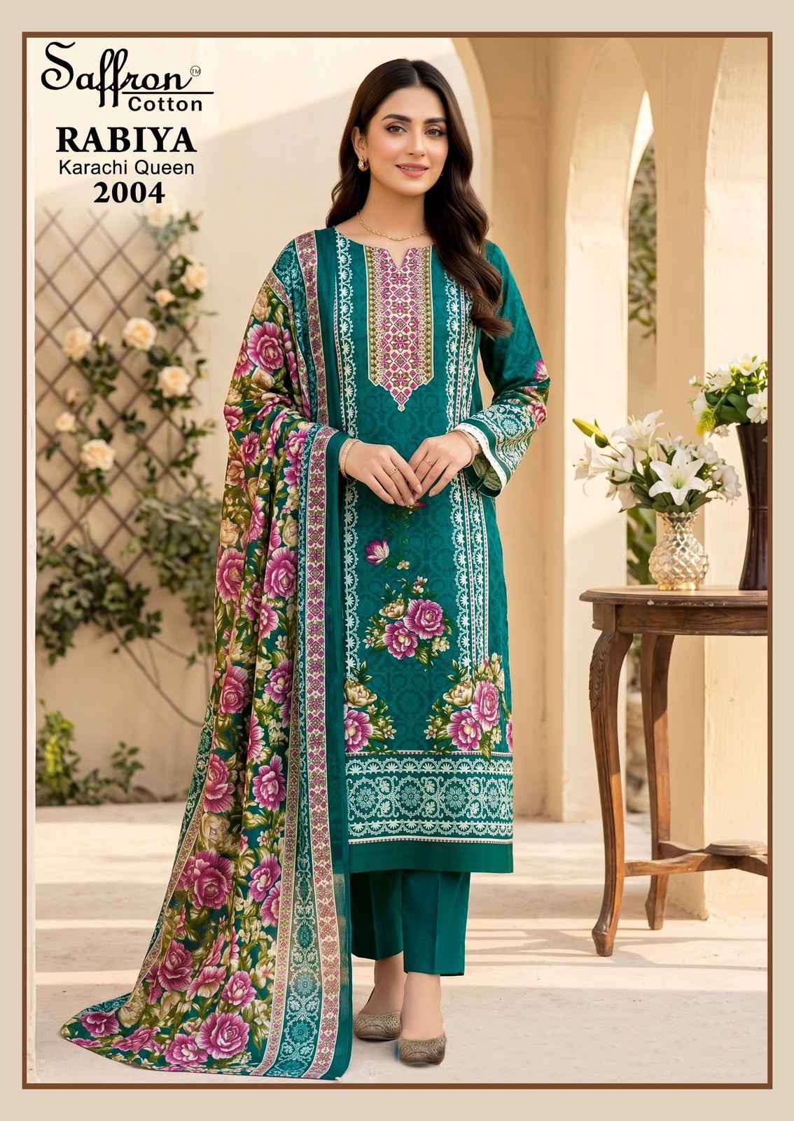 SAFFRON RABIYA KARACHI QUEEN VOL-2 COTTON PRINTED DRESS MATERIAL 