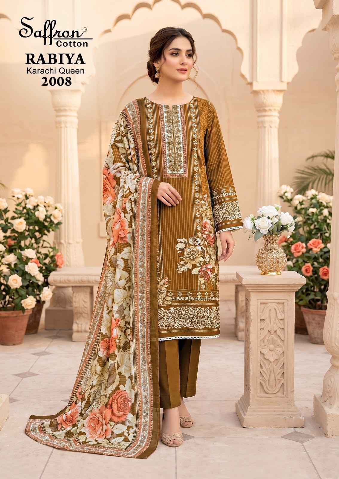 SAFFRON RABIYA KARACHI QUEEN VOL-2 COTTON PRINTED DRESS MATERIAL 