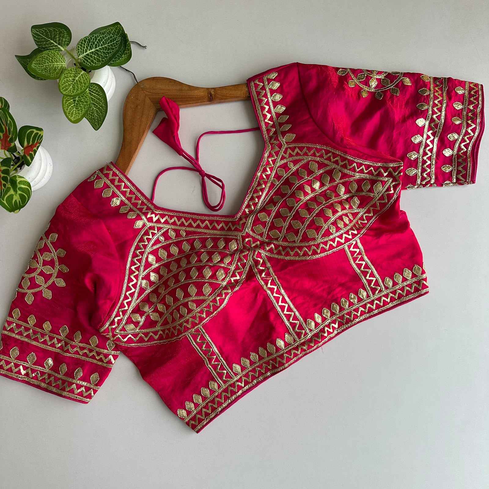 SILK KACHI GOTA HANDWORK READYMADE BLOUSE