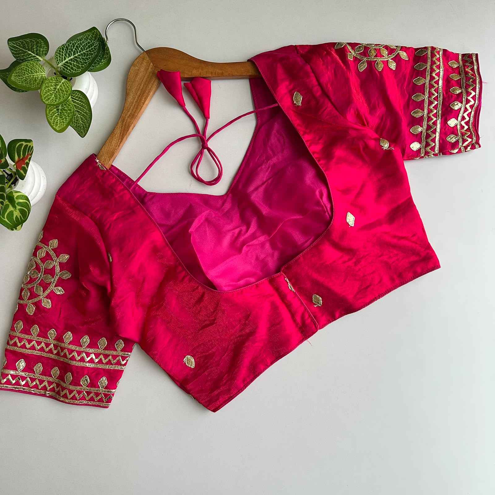 SILK KACHI GOTA HANDWORK READYMADE BLOUSE