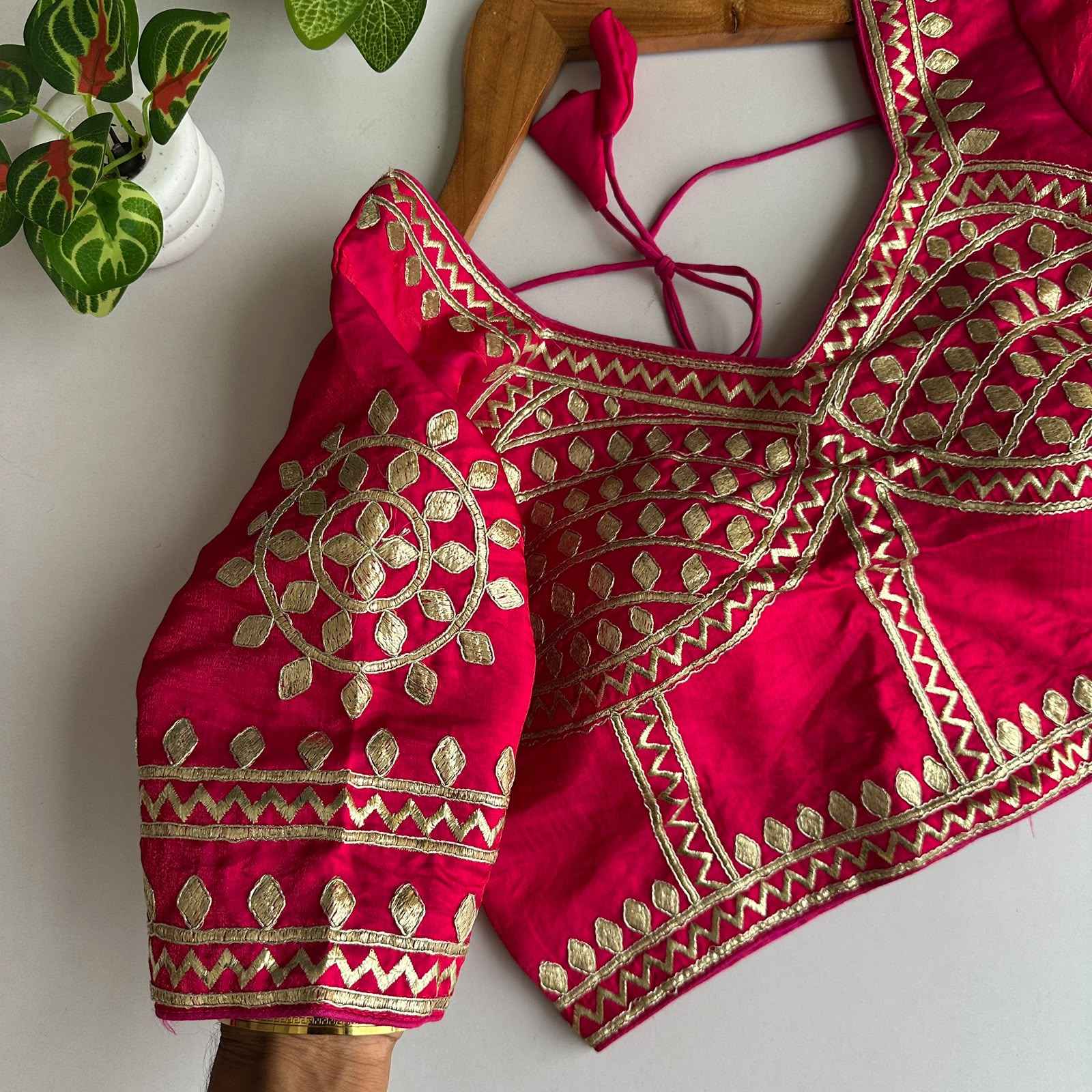 SILK KACHI GOTA HANDWORK READYMADE BLOUSE