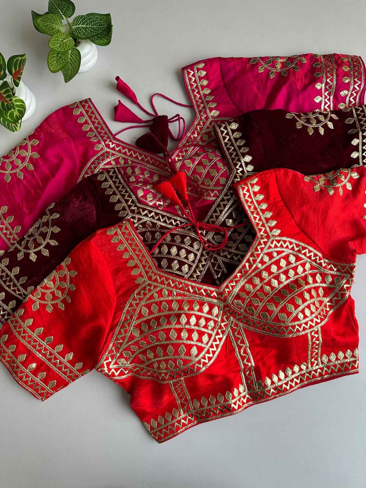 SILK KACHI GOTA HANDWORK READYMADE BLOUSE