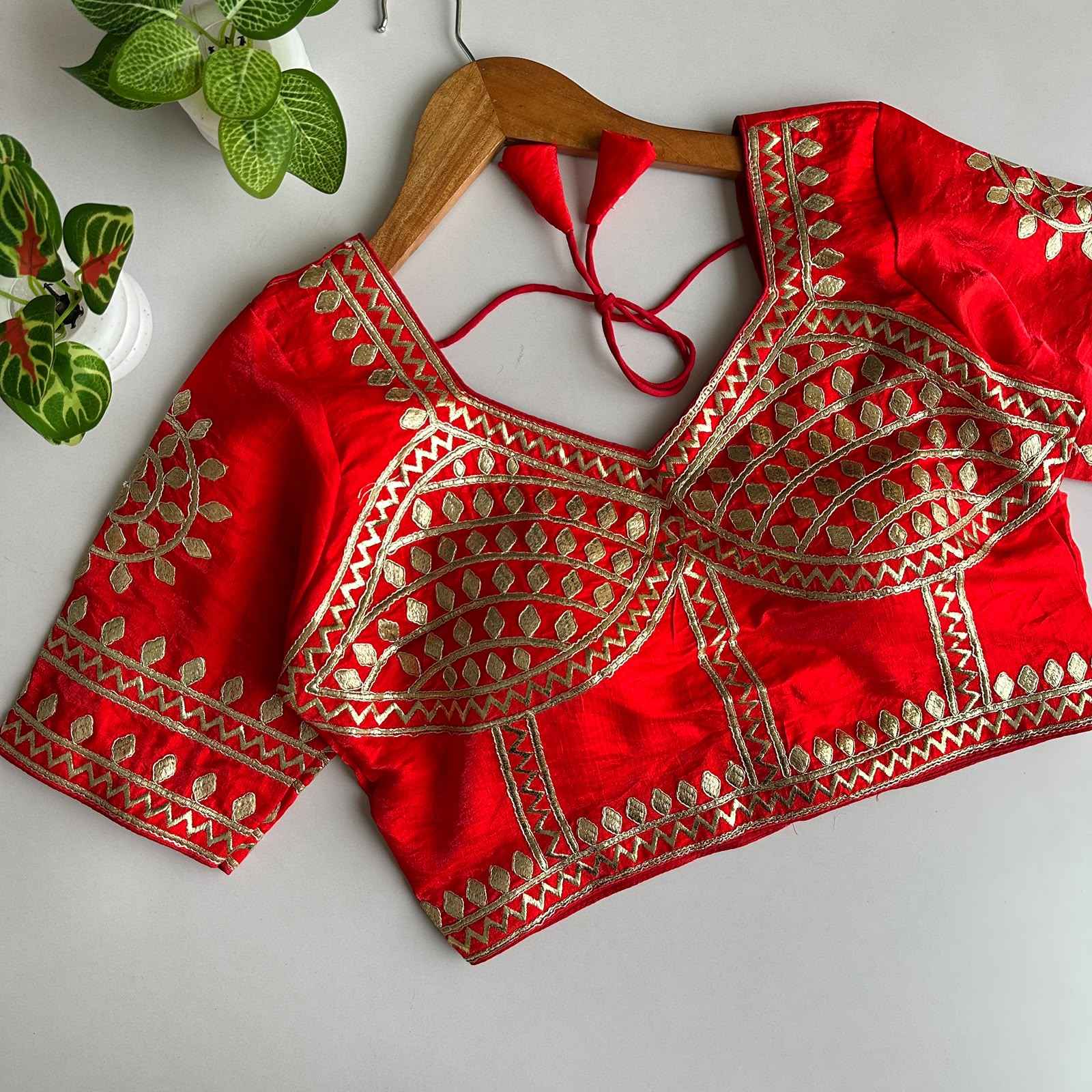 SILK KACHI GOTA HANDWORK READYMADE BLOUSE
