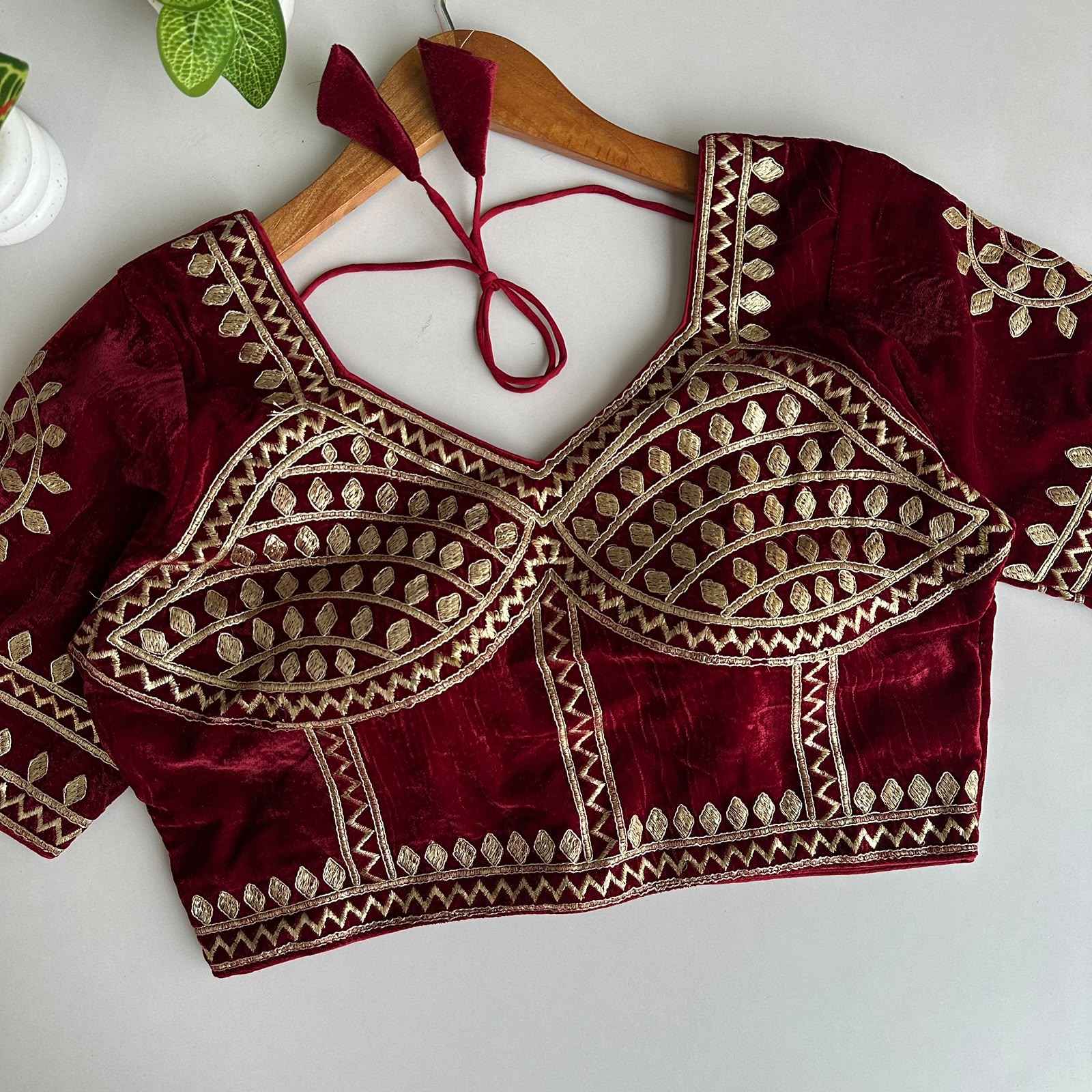 SILK KACHI GOTA HANDWORK READYMADE BLOUSE
