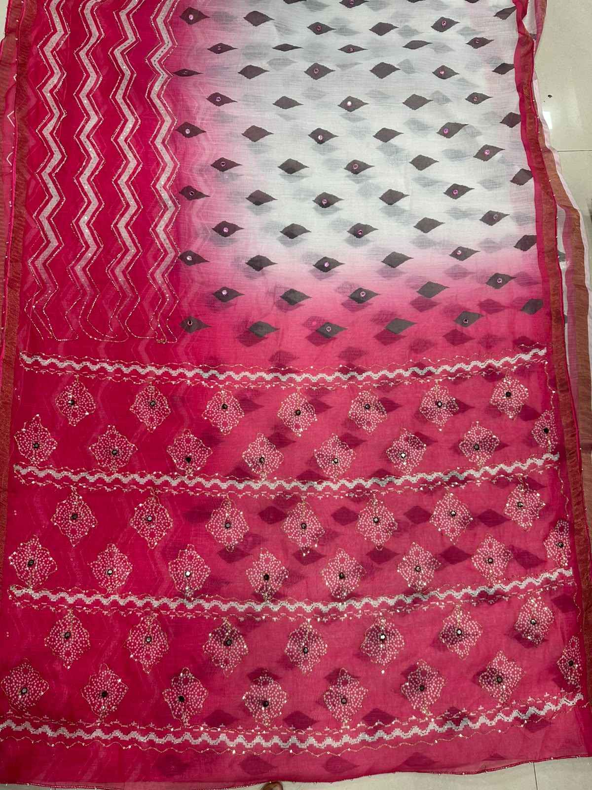 SIMAR SILK DIGITAL PRINTED WITH KHATLI WORK SAREE