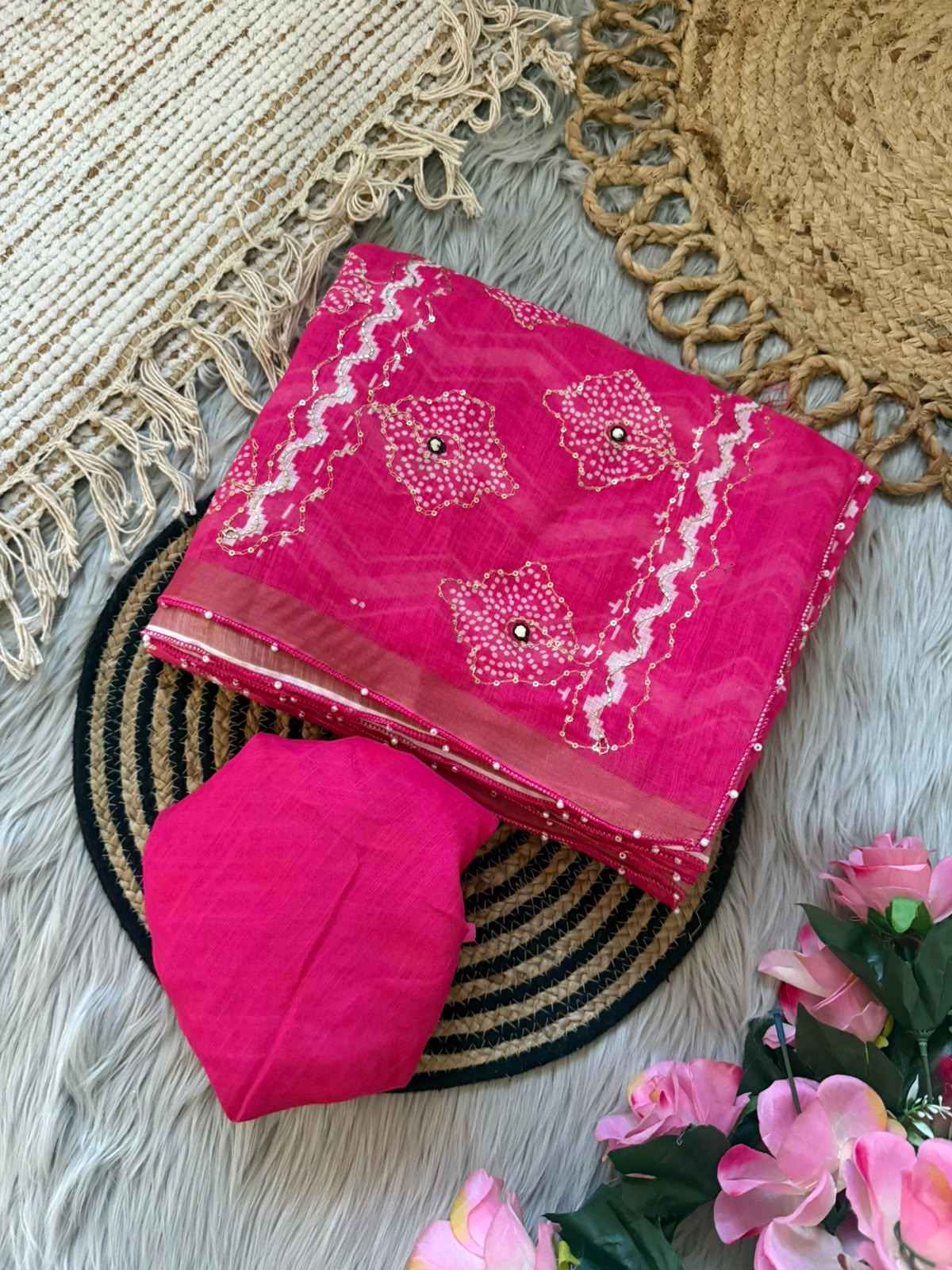 SIMAR SILK DIGITAL PRINTED WITH KHATLI WORK SAREE
