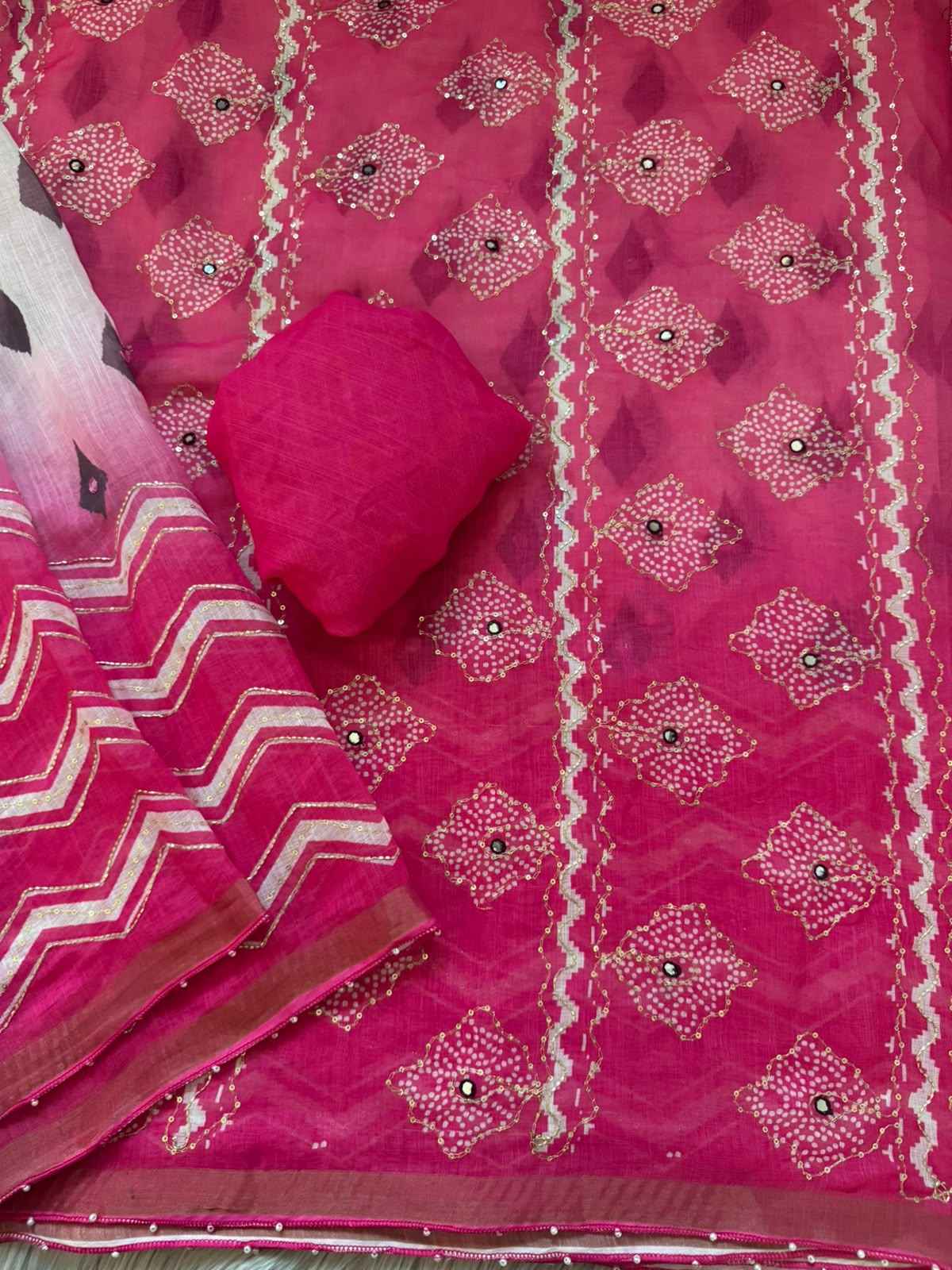 SIMAR SILK DIGITAL PRINTED WITH KHATLI WORK SAREE