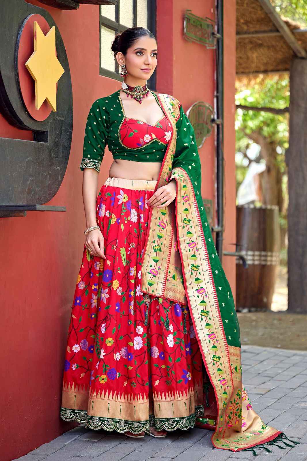 SOFT BANARASI SILK ZARI WEAVING PAITHANI LEHENGA CHOLI