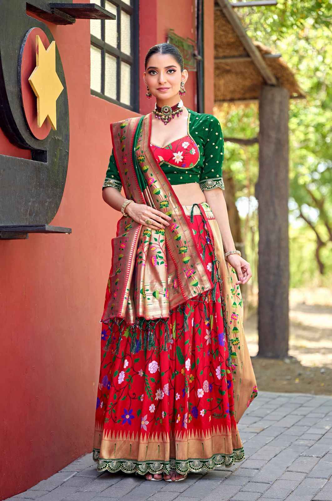 SOFT BANARASI SILK ZARI WEAVING PAITHANI LEHENGA CHOLI