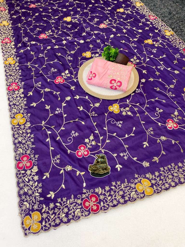  SOFT CREAP SILK FOIL GOTAPATTI ZAAL WORK SAREE