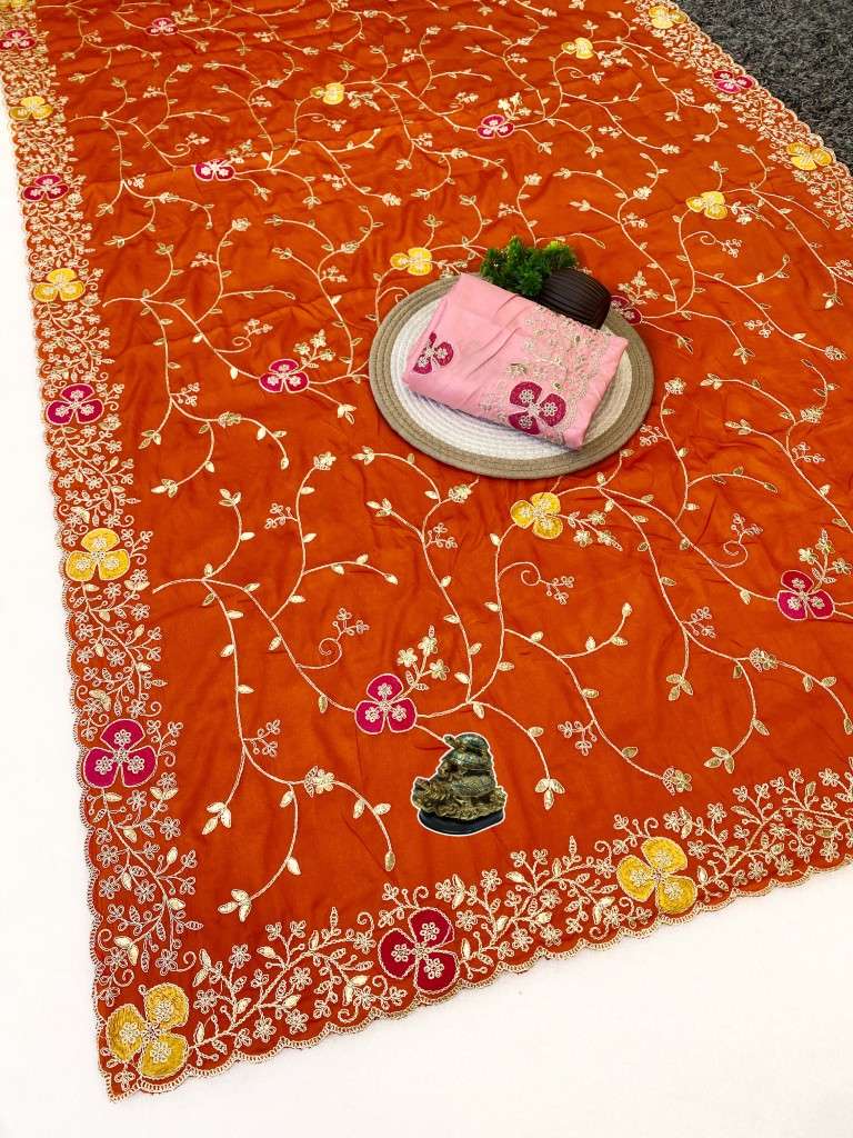  SOFT CREAP SILK FOIL GOTAPATTI ZAAL WORK SAREE