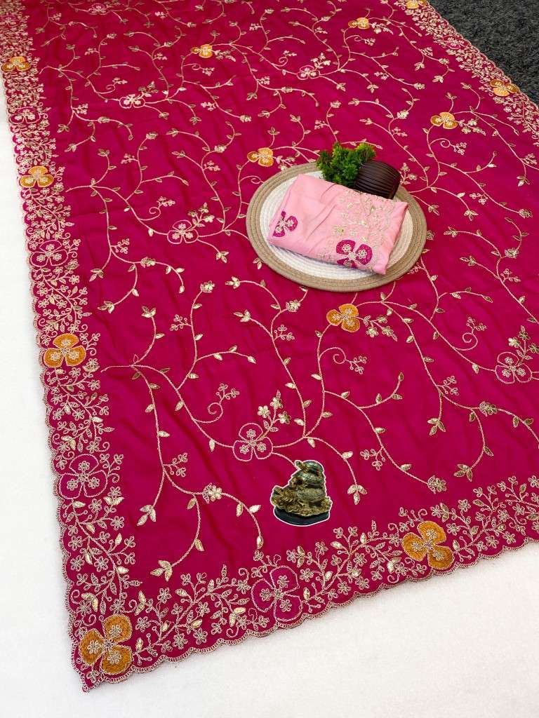  SOFT CREAP SILK FOIL GOTAPATTI ZAAL WORK SAREE