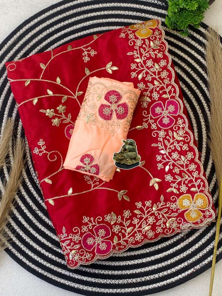  SOFT CREAP SILK FOIL GOTAPATTI ZAAL WORK SAREE