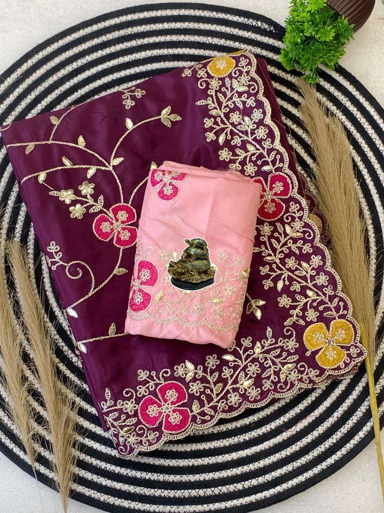  SOFT CREAP SILK FOIL GOTAPATTI ZAAL WORK SAREE