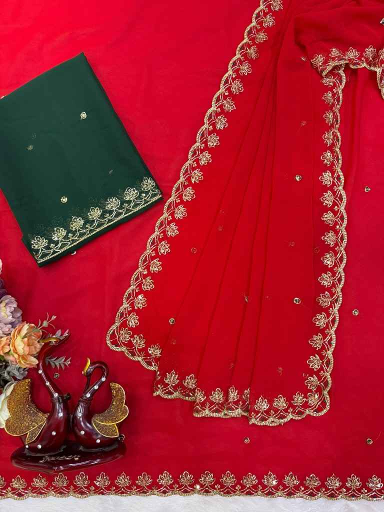 SOFT GEORGETTE SEQUENCE EMBROIDERY WORK SAREE 