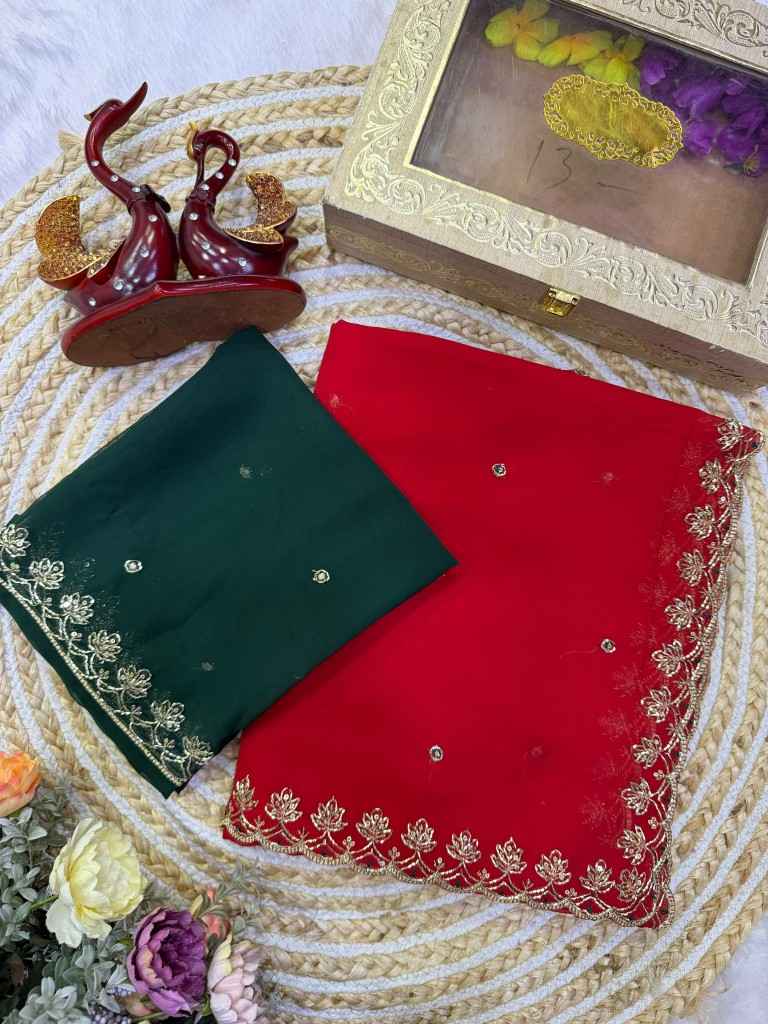 SOFT GEORGETTE SEQUENCE EMBROIDERY WORK SAREE 