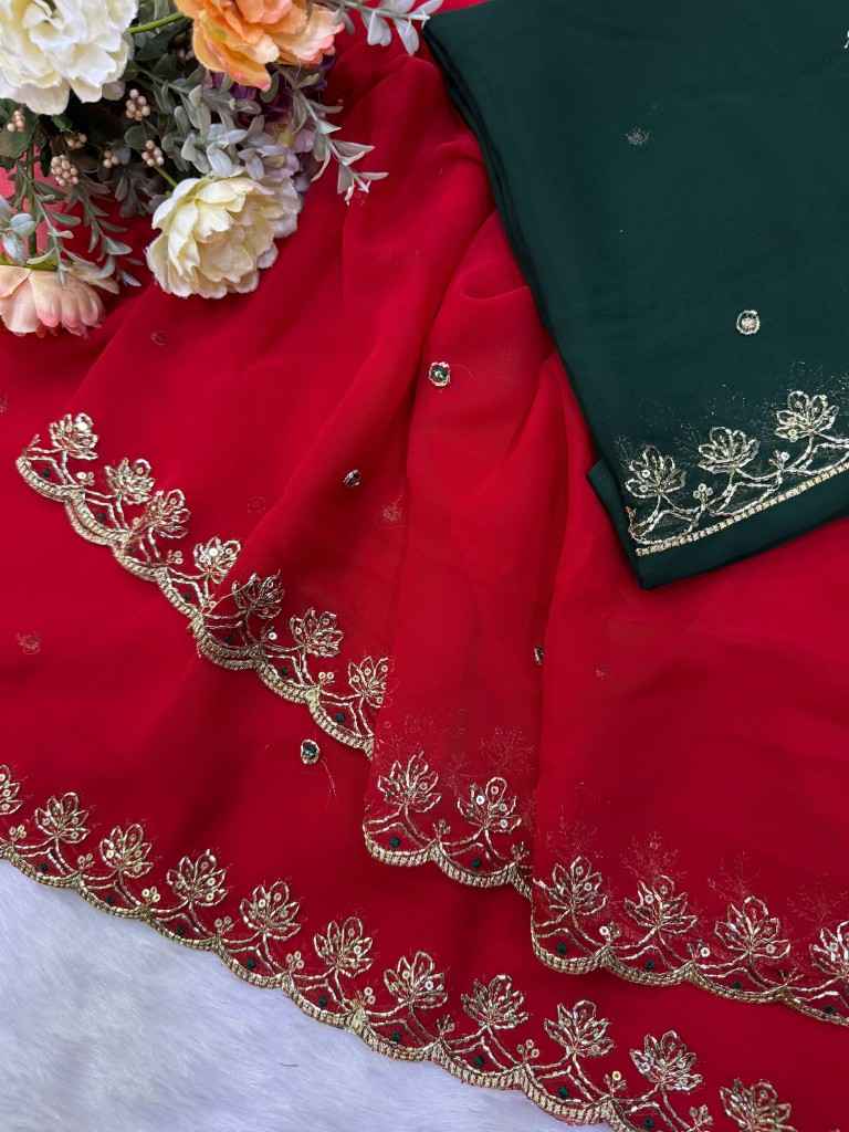SOFT GEORGETTE SEQUENCE EMBROIDERY WORK SAREE 