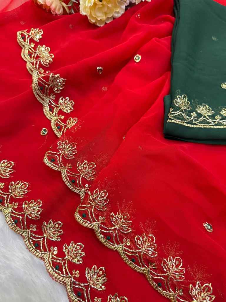 SOFT GEORGETTE SEQUENCE EMBROIDERY WORK SAREE 