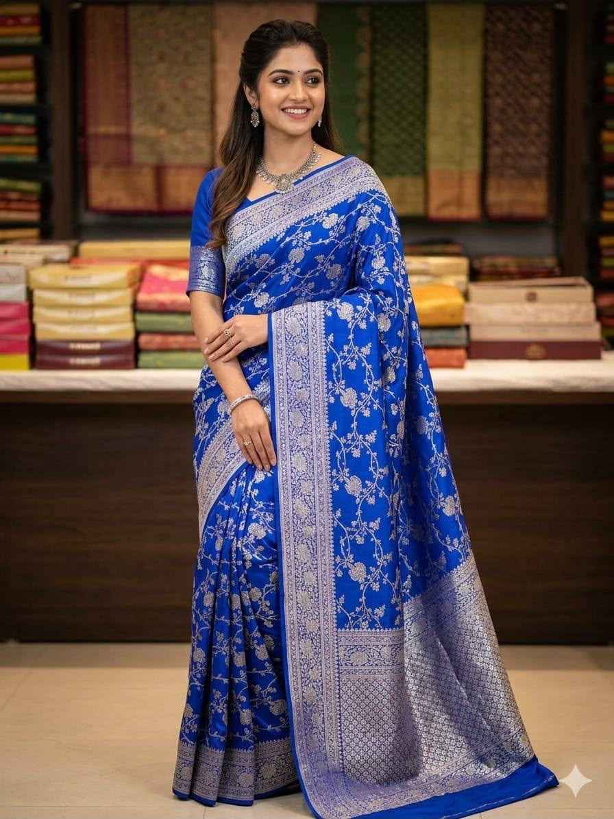 PREMIUM KANJIVARAM SOFT SILK GOLD ZARI JAAL WEAVES SAREE