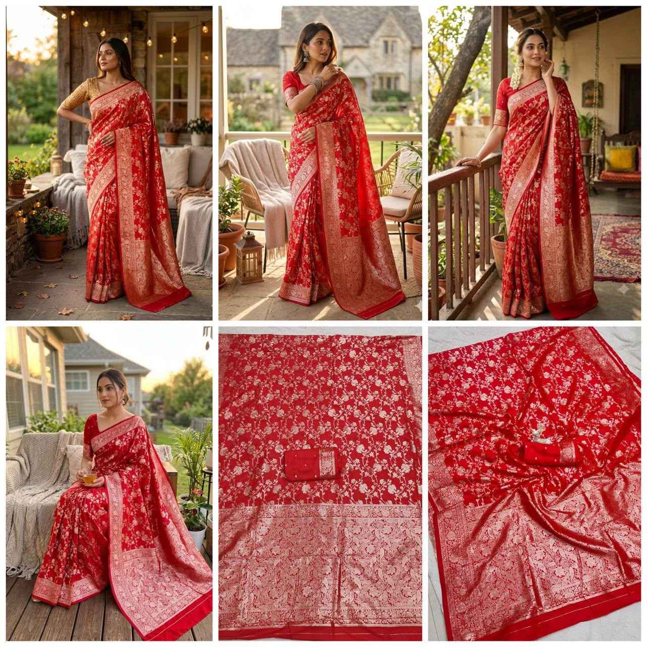 PREMIUM KANJIVARAM SOFT SILK GOLD ZARI JAAL WEAVES SAREE