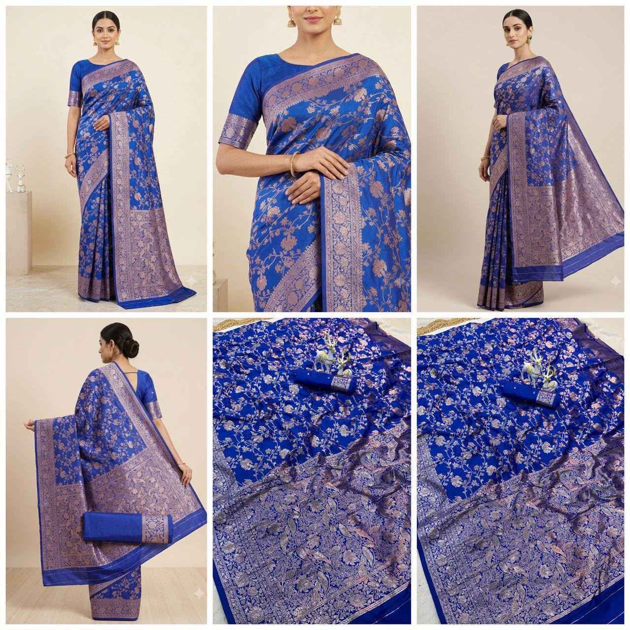 PREMIUM KANJIVARAM SOFT SILK GOLD ZARI JAAL WEAVES SAREE