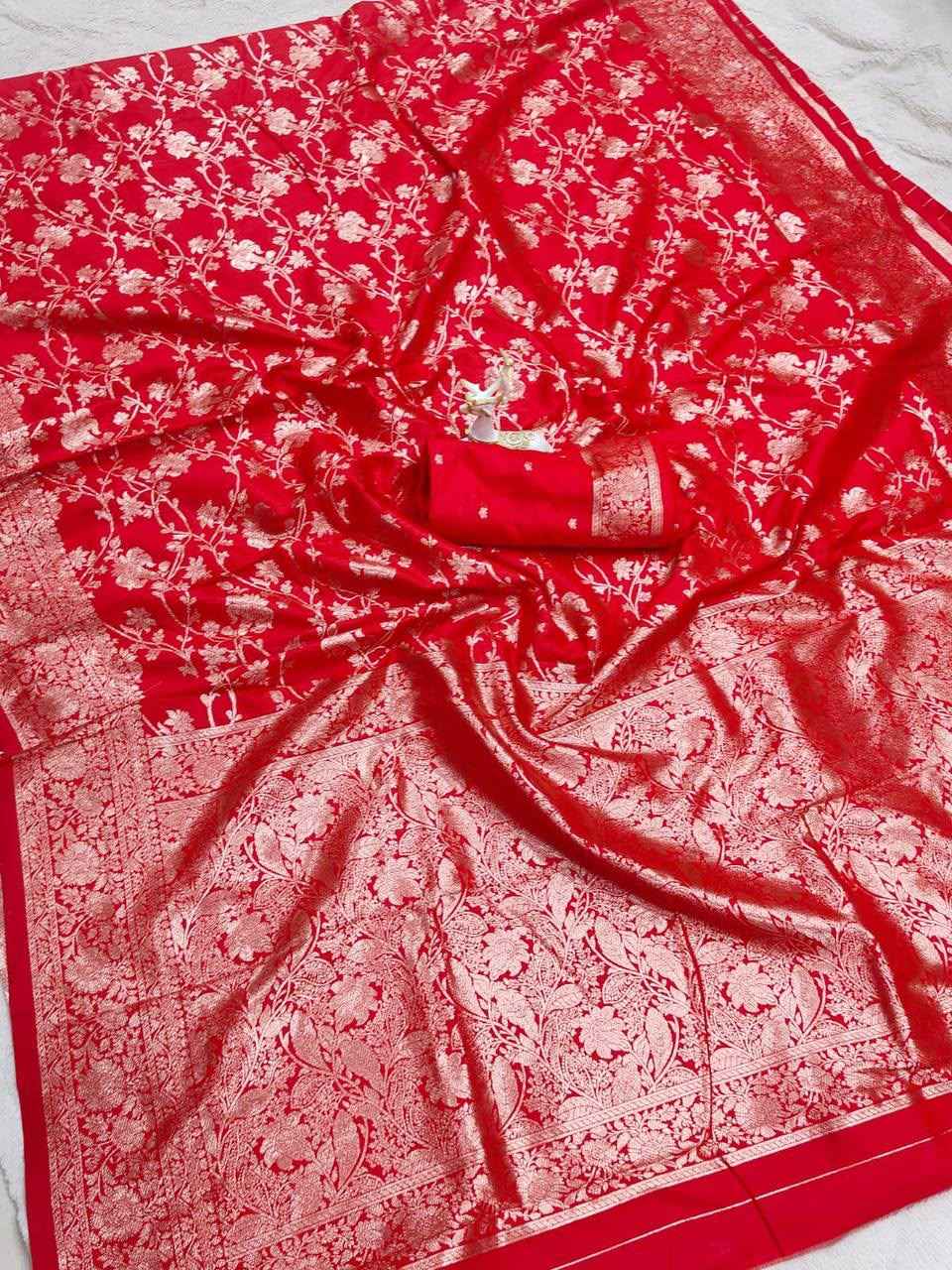 PREMIUM KANJIVARAM SOFT SILK GOLD ZARI JAAL WEAVES SAREE
