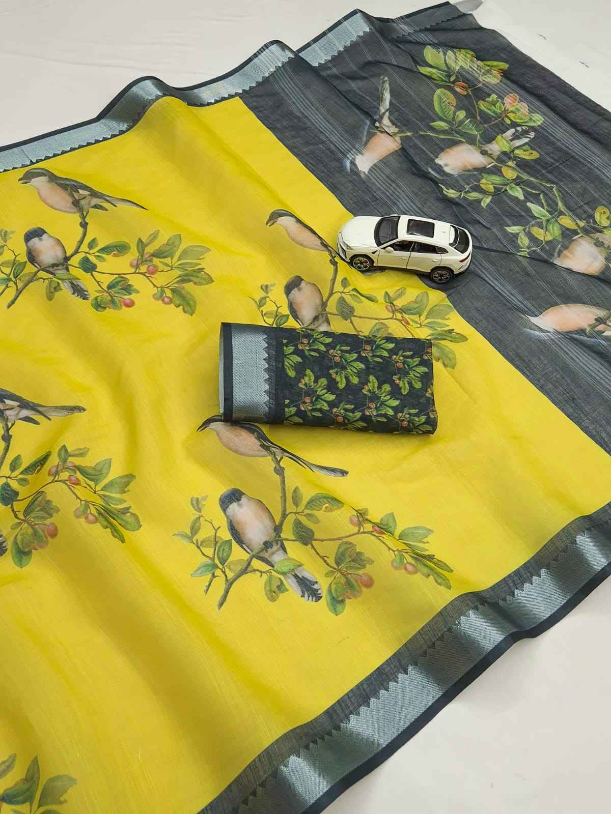 SOFT LINEN DIGITAL PRINTED MANGALAGIRI ZARI BORDER SAREE 