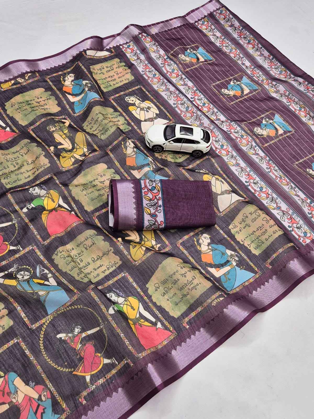 SOFT LINEN DIGITAL PRINTED MANGALAGIRI ZARI BORDER SAREE 