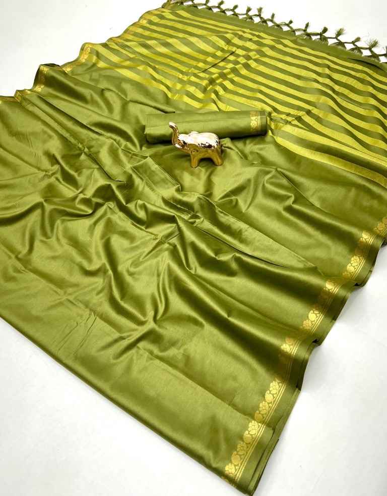 PURE MYSURE SILK 5/5 MANGO JARI FANCY BORDER SAREE