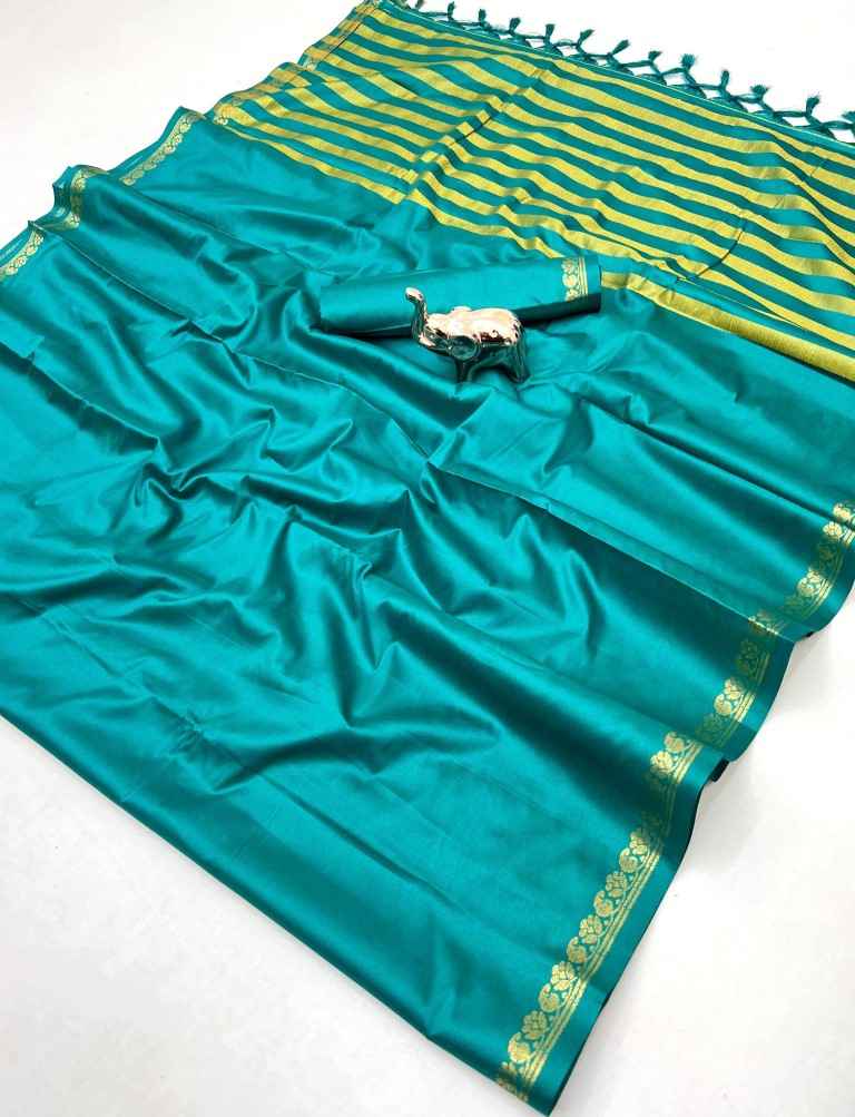 PURE MYSURE SILK 5/5 MANGO JARI FANCY BORDER SAREE