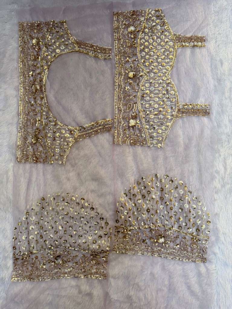 SOFT NET SEQUINS BEADS EMBROIDERY WORK SAREE