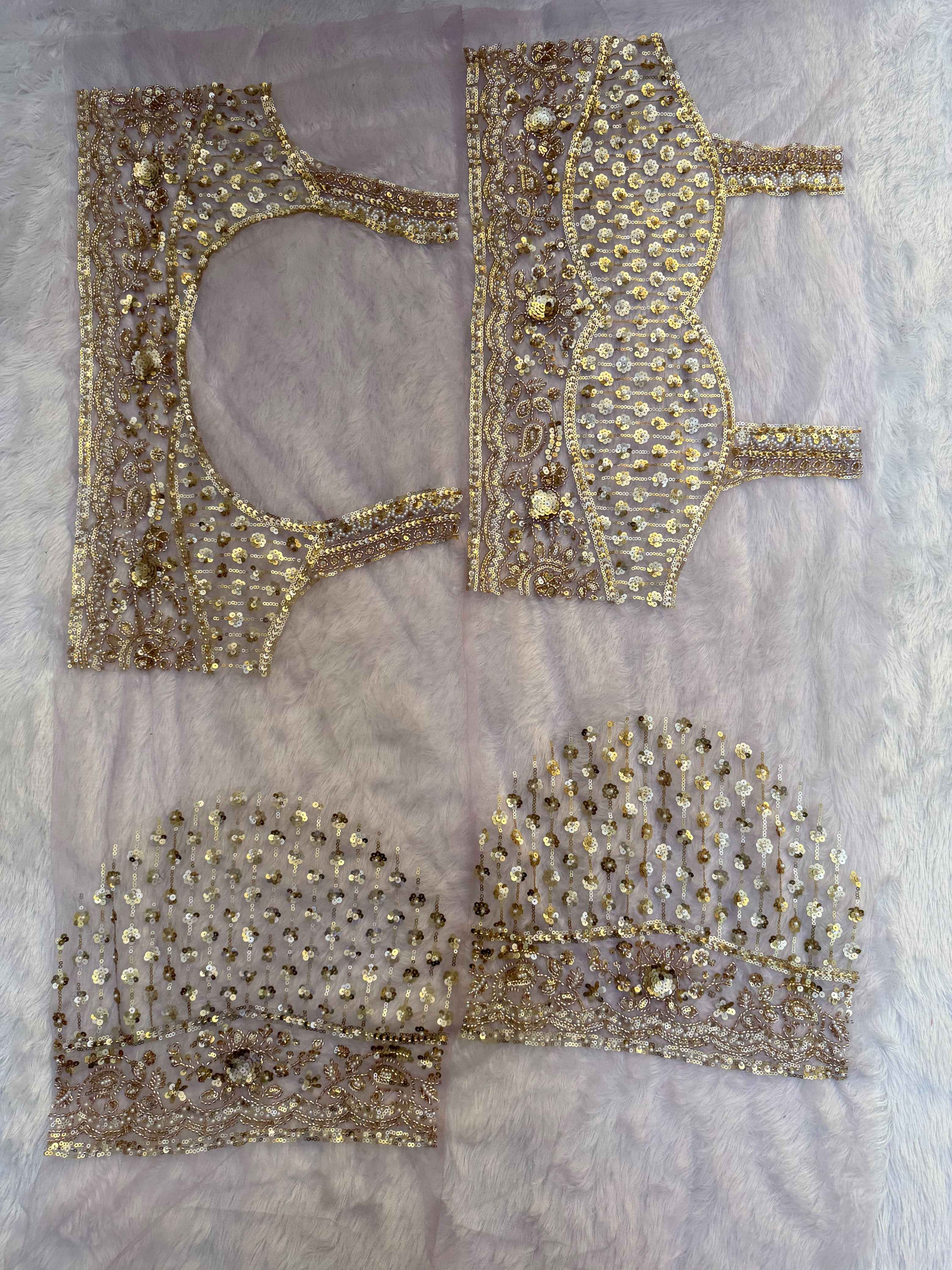 SOFT NET BEADS SEQUENCE WORK SAREE