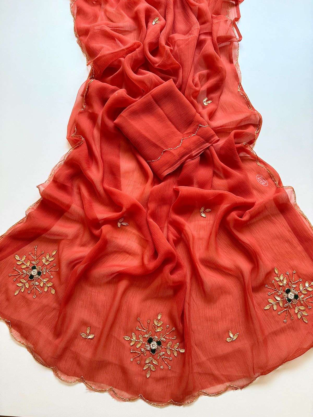 SOFT PURE CHIFFON HANDWORK DESIGNER SAREE 