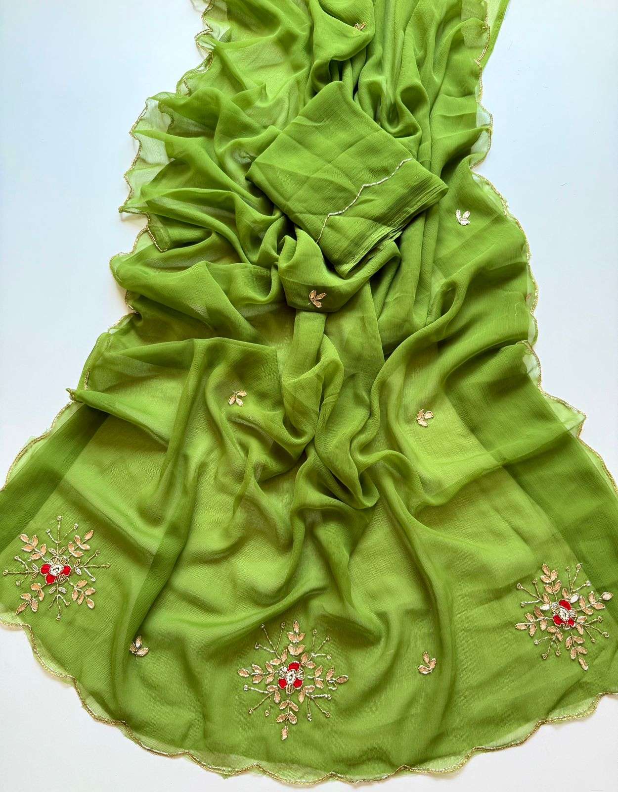 SOFT PURE CHIFFON HANDWORK DESIGNER SAREE 