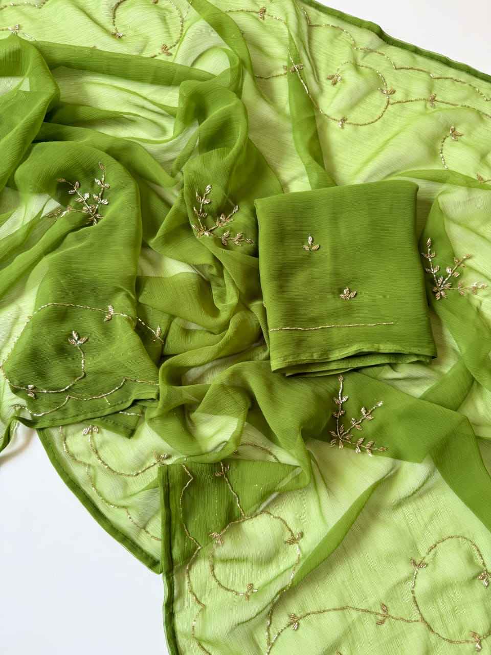 SOFT PURE CHIFFON KHATLI HANDWORK SAREE 1