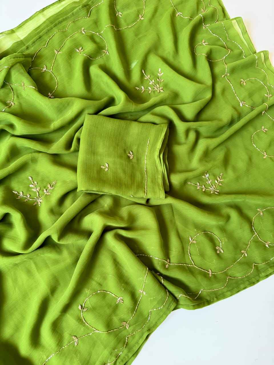 SOFT PURE CHIFFON KHATLI HANDWORK SAREE 1