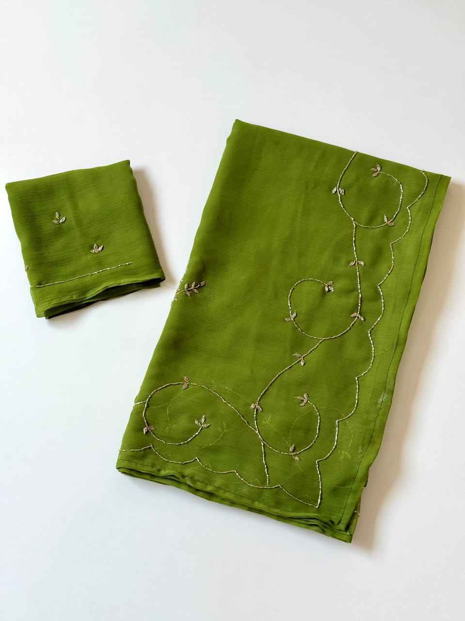 SOFT PURE CHIFFON KHATLI HANDWORK SAREE 1