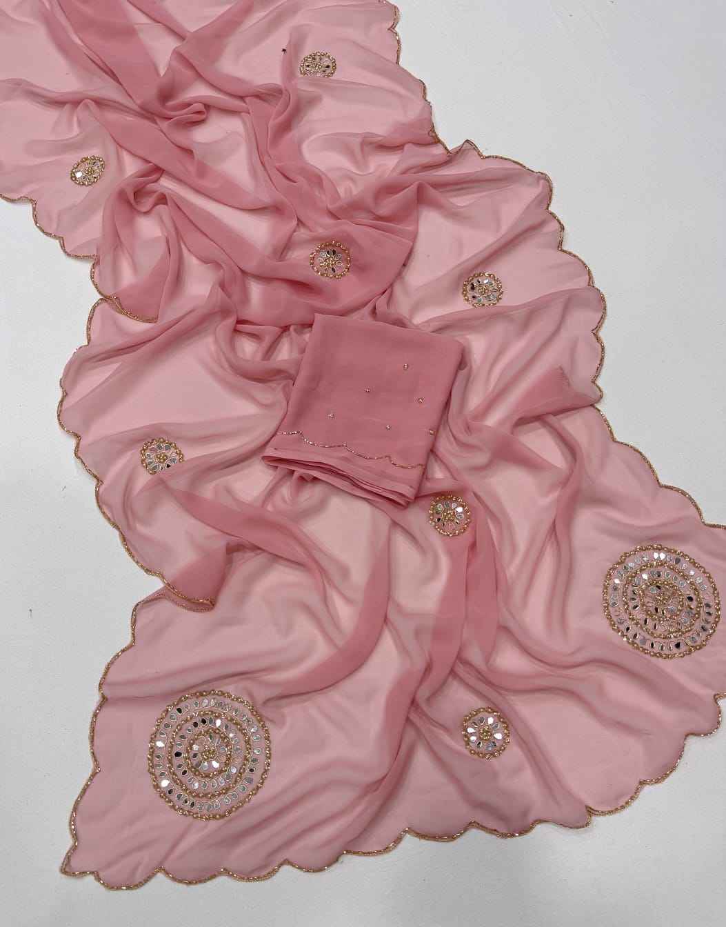 PURE SOFT GEORGETTE KHATLI HANDWORK SAREE
